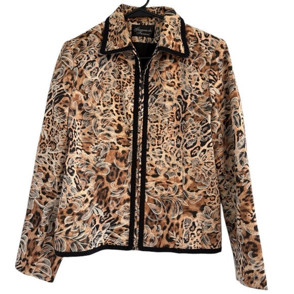 Vintage Giancarlo Ferrari Jungle Print Blazer Zip Up Jacket size 6 - Picture 4 of 16